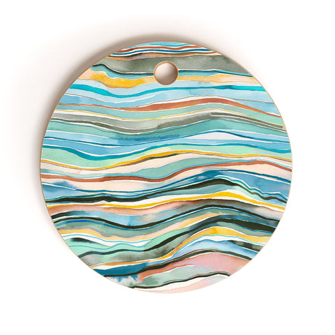 Ninola Design Canyon mountains landscape Aqua Cutting Board Round
