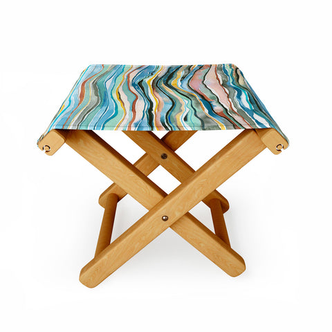 Ninola Design Canyon mountains landscape Aqua Folding Stool
