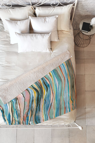 Ninola Design Canyon mountains landscape Aqua Fleece Throw Blanket