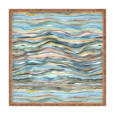 Ninola Design Canyon mountains landscape Aqua Square Tray