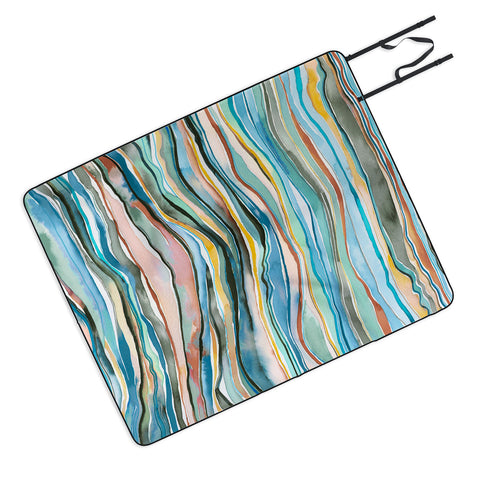 Ninola Design Canyon mountains landscape Aqua Picnic Blanket