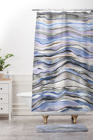 Ninola Design Canyon mountains landscape Blue Shower Curtain And Mat