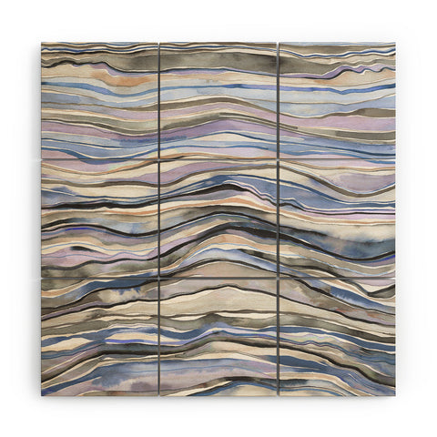 Ninola Design Canyon mountains landscape Blue Wood Wall Mural