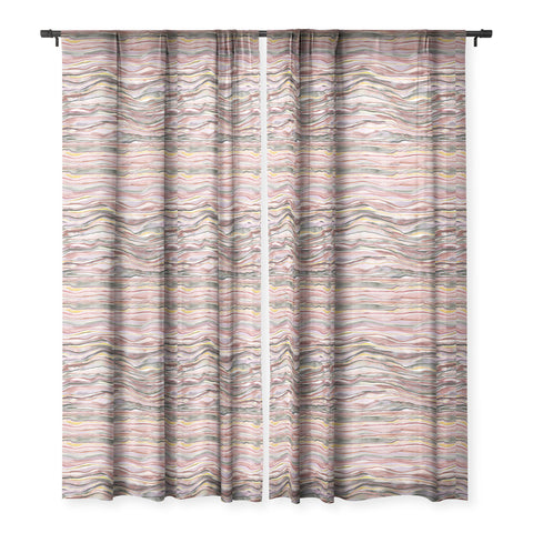 Ninola Design Canyon mountains landscape Red Sheer Window Curtain