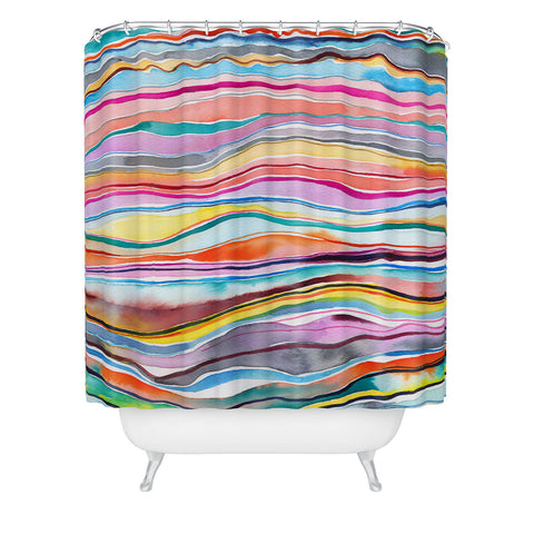Ninola Design Canyon mountains rainbow Shower Curtain