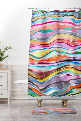 Ninola Design Canyon mountains rainbow Shower Curtain And Mat