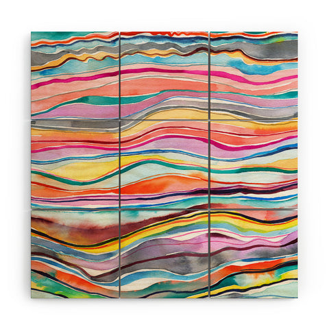 Ninola Design Canyon mountains rainbow Wood Wall Mural