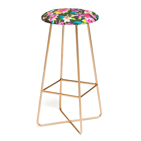 Ninola Design Caribbean Palms and Flowers Bar Stool