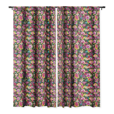 Ninola Design Caribbean Palms and Flowers Blackout Window Curtain