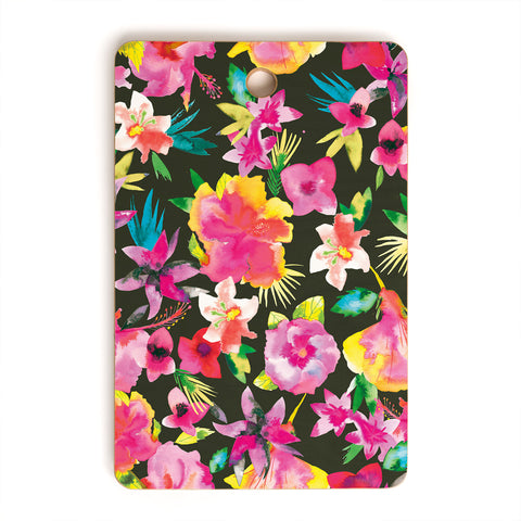 Ninola Design Caribbean Palms and Flowers Cutting Board Rectangle