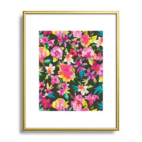 Ninola Design Caribbean Palms and Flowers Metal Framed Art Print