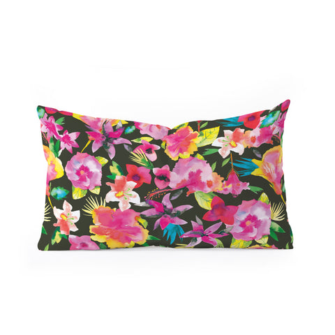 Ninola Design Caribbean Palms and Flowers Oblong Throw Pillow