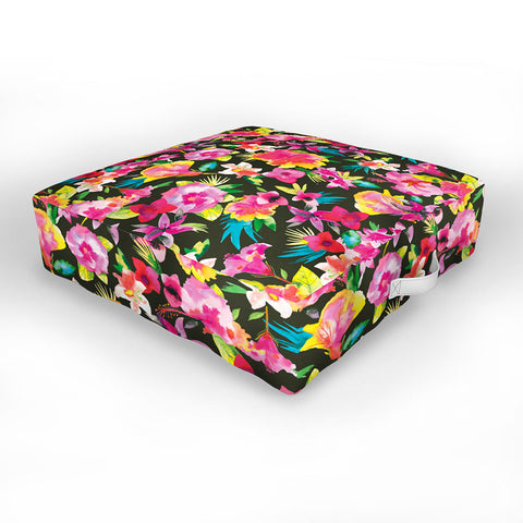 Ninola Design Caribbean Palms and Flowers Outdoor Floor Cushion