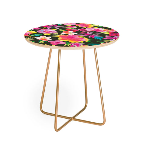 Ninola Design Caribbean Palms and Flowers Round Side Table