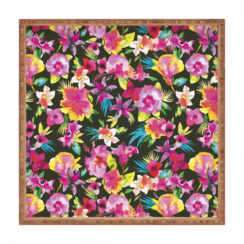 Ninola Design Caribbean Palms and Flowers Square Tray