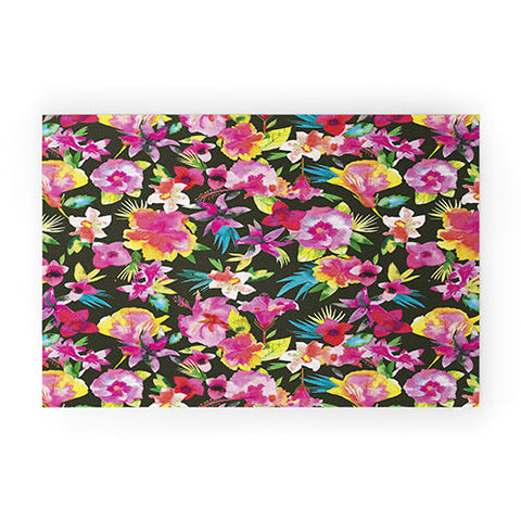 Ninola Design Caribbean Palms and Flowers Welcome Mat