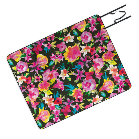 Ninola Design Caribbean Palms and Flowers Picnic Blanket
