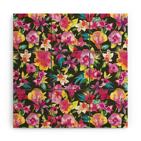 Ninola Design Caribbean Palms and Flowers Wood Wall Mural