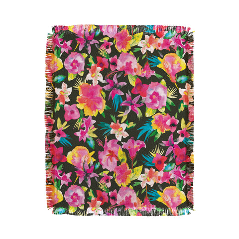 Ninola Design Caribbean Palms and Flowers Throw Blanket