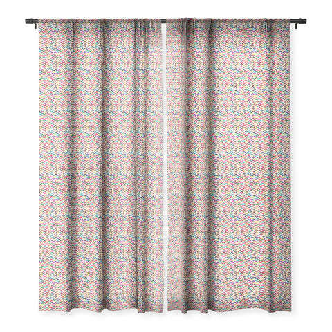 Ninola Design Chevron Colorful Stripes Sheer Window Curtain