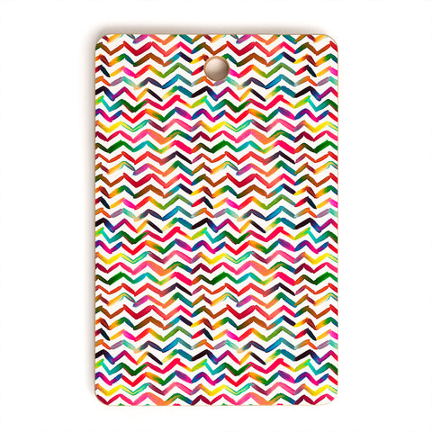 Ninola Design Chevron Colorful Stripes Cutting Board Rectangle
