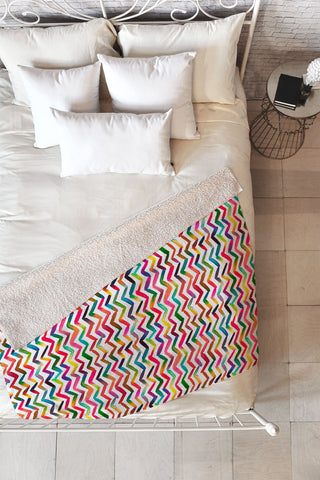 Ninola Design Chevron Colorful Stripes Fleece Throw Blanket