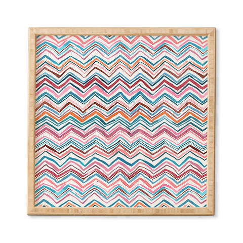 Ninola Design Chevron zigzag stripes Blue Pink Framed Wall Art