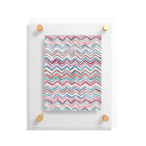 Ninola Design Chevron zigzag stripes Blue Pink Floating Acrylic Print
