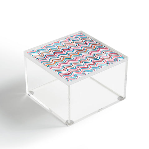 Ninola Design Chevron zigzag stripes Blue Pink Acrylic Box