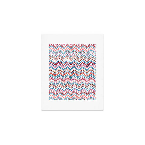Ninola Design Chevron zigzag stripes Blue Pink Art Print