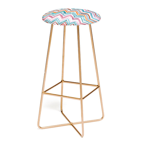 Ninola Design Chevron zigzag stripes Blue Pink Bar Stool