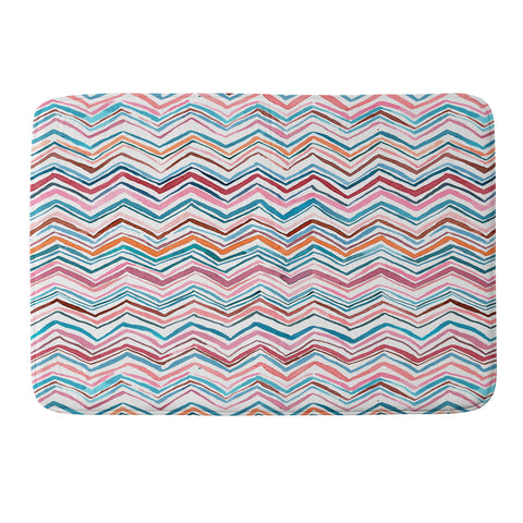 Ninola Design Chevron zigzag stripes Blue Pink Memory Foam Bath Mat