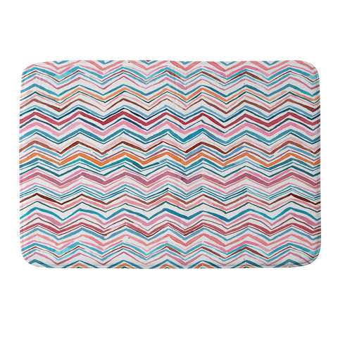 Ninola Design Chevron zigzag stripes Blue Pink Memory Foam Bath Mat