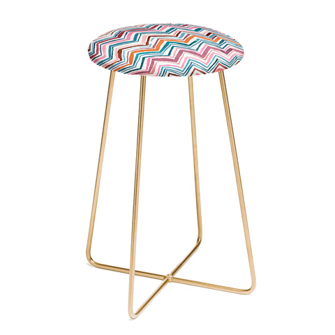 Ninola Design Chevron zigzag stripes Blue Pink Counter Stool