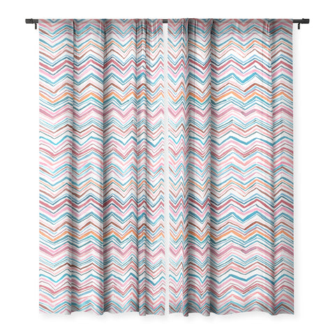 Ninola Design Chevron zigzag stripes Blue Pink Sheer Non Repeat