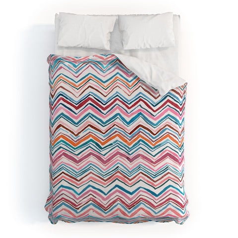 Ninola Design Chevron zigzag stripes Blue Pink Duvet Cover