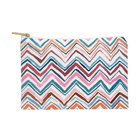 Ninola Design Chevron zigzag stripes Blue Pink Pouch