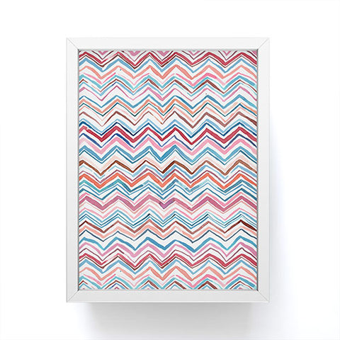 Ninola Design Chevron zigzag stripes Blue Pink Framed Mini Art Print