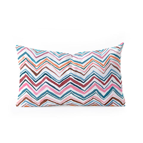 Ninola Design Chevron zigzag stripes Blue Pink Oblong Throw Pillow