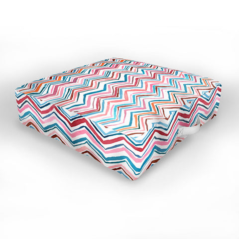Ninola Design Chevron zigzag stripes Blue Pink Outdoor Floor Cushion
