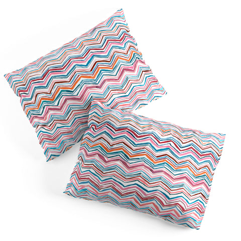Ninola Design Chevron zigzag stripes Blue Pink Pillow Shams