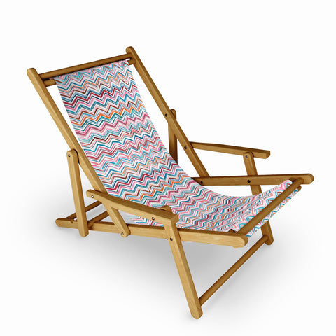 Ninola Design Chevron zigzag stripes Blue Pink Sling Chair