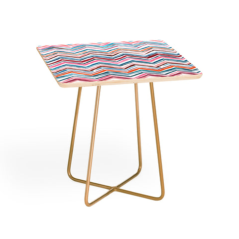 Ninola Design Chevron zigzag stripes Blue Pink Side Table
