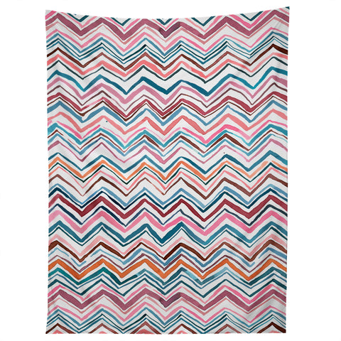 Ninola Design Chevron zigzag stripes Blue Pink Tapestry