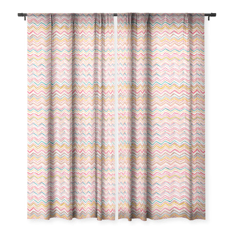 Ninola Design Chevron zigzag stripes Warm desert Sheer Window Curtain