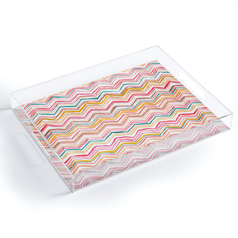 Ninola Design Chevron zigzag stripes Warm desert Acrylic Tray