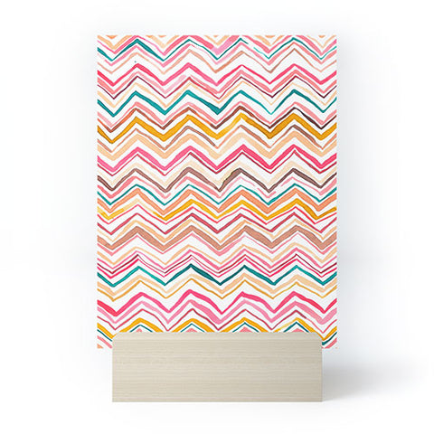 Ninola Design Chevron zigzag stripes Warm desert Mini Art Print