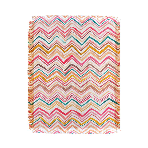 Ninola Design Chevron zigzag stripes Warm desert Throw Blanket