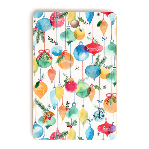 Ninola Design Christmas Baubles ords Cutting Board Rectangle