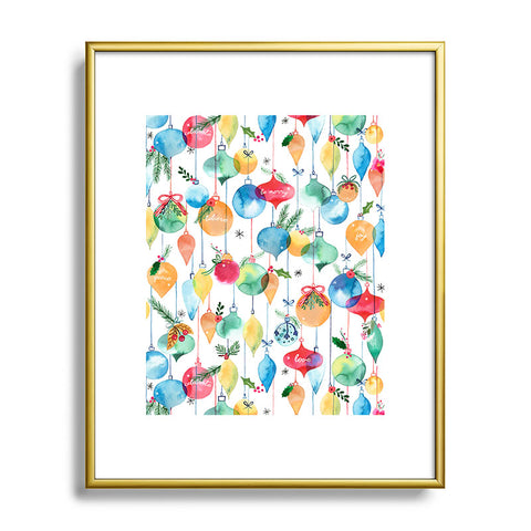 Ninola Design Christmas Baubles ords Metal Framed Art Print